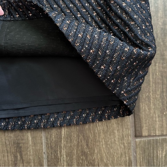 Theory Lanitta Heightened Tweed Leather Trim A-Line Skirt Sz 8 - Picture 6 of 9